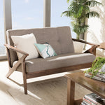 Load image into Gallery viewer, Baxton Studio Bianca Mid-Century Modern Walnut Wood Light Grey Fabric Tufted 2-Seater Loveseat
