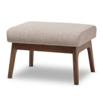 Load image into Gallery viewer, Baxton Studio Bianca Mid-Century Modern Walnut Wood Light Grey Fabric Ottoman
