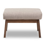 Load image into Gallery viewer, Baxton Studio Bianca Mid-Century Modern Walnut Wood Light Grey Fabric Ottoman
