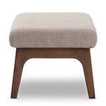 Load image into Gallery viewer, BAXTON STUDIO BIANCA MID-CENTURY MODERN WALNUT WOOD LIGHT GREY FABRIC OTTOMAN
