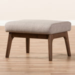 Load image into Gallery viewer, Baxton Studio Bianca Mid-Century Modern Walnut Wood Light Grey Fabric Ottoman
