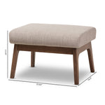 Load image into Gallery viewer, Baxton Studio Bianca Mid-Century Modern Walnut Wood Light Grey Fabric Ottoman
