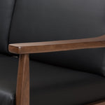 Load image into Gallery viewer, Baxton Studio Venza Mid-Century Modern Walnut Wood Black Faux Leather 2-Seater Loveseat
