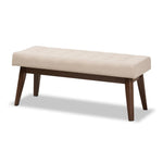 Load image into Gallery viewer, Baxton Studio Elia Mid-Century Modern Walnut Wood Fabric Button-Tufted Bench
