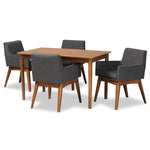 Load image into Gallery viewer, Baxton Studio Dorina Mid-Century Modern Fabric Upholstered and Finished Wood 5-Piece Dining Set
