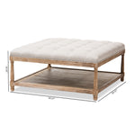 Load image into Gallery viewer, Baxton Studio Carlotta French Country Weathered Oak Beige Linen Square Coffee Table Ottoman
