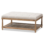 Load image into Gallery viewer, Baxton Studio Carlotta French Country Weathered Oak Beige Linen Rectangular Coffee Table Ottoman
