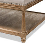 Load image into Gallery viewer, BAXTON STUDIO CARLOTTA FRENCH COUNTRY WEATHERED OAK BEIGE LINEN RECTANGULAR COFFEE TABLE OTTOMAN
