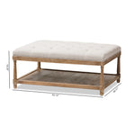 Load image into Gallery viewer, Baxton Studio Carlotta French Country Weathered Oak Beige Linen Rectangular Coffee Table Ottoman
