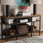 Load image into Gallery viewer, Baxton Studio Caribou Rustic Industrial Style Oak Brown Finished Wood And Black Finished Metal Console Table
