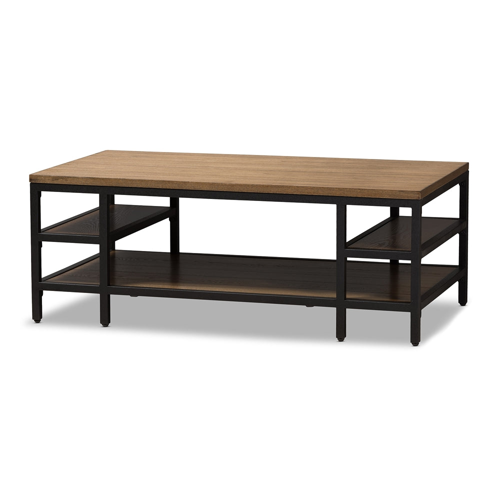Baxton Studio Caribou Rustic Industrial Style Finished Wood and Finished Metal Coffee Table