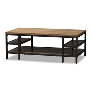 Baxton Studio Caribou Rustic Industrial Style Finished Wood and Finished Metal Coffee Table