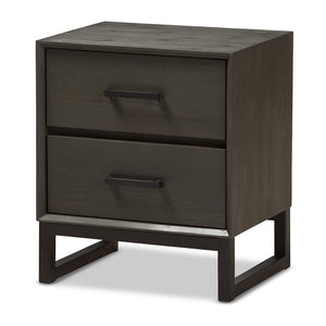 Baxton Studio Parris Rustic Wood and Metal 2-Drawer Nightstand