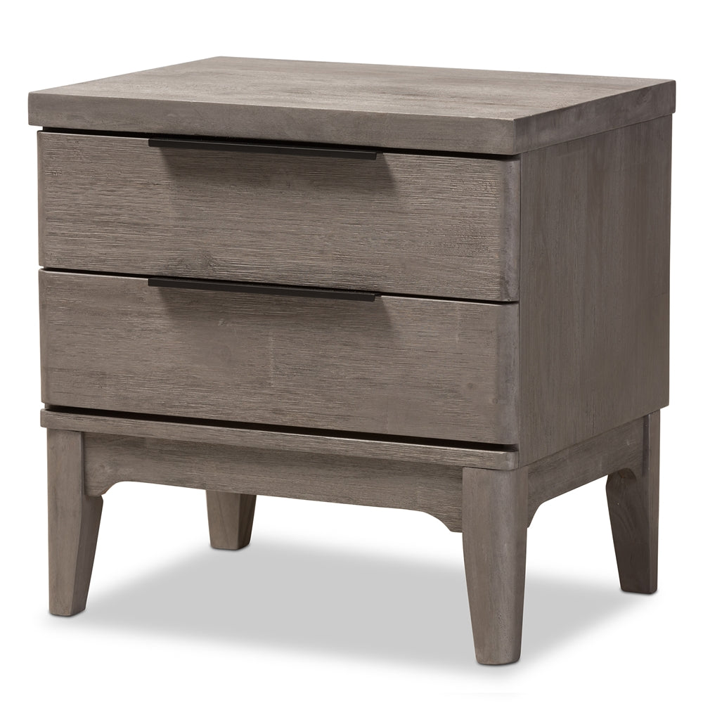 Baxton Studio Nash Wood 2-Drawer Nightstand