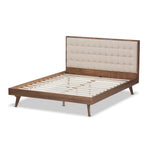 Load image into Gallery viewer, Baxton Studio Soloman Mid-Century Modern Fabric and  Finished Wood Platform Bed
