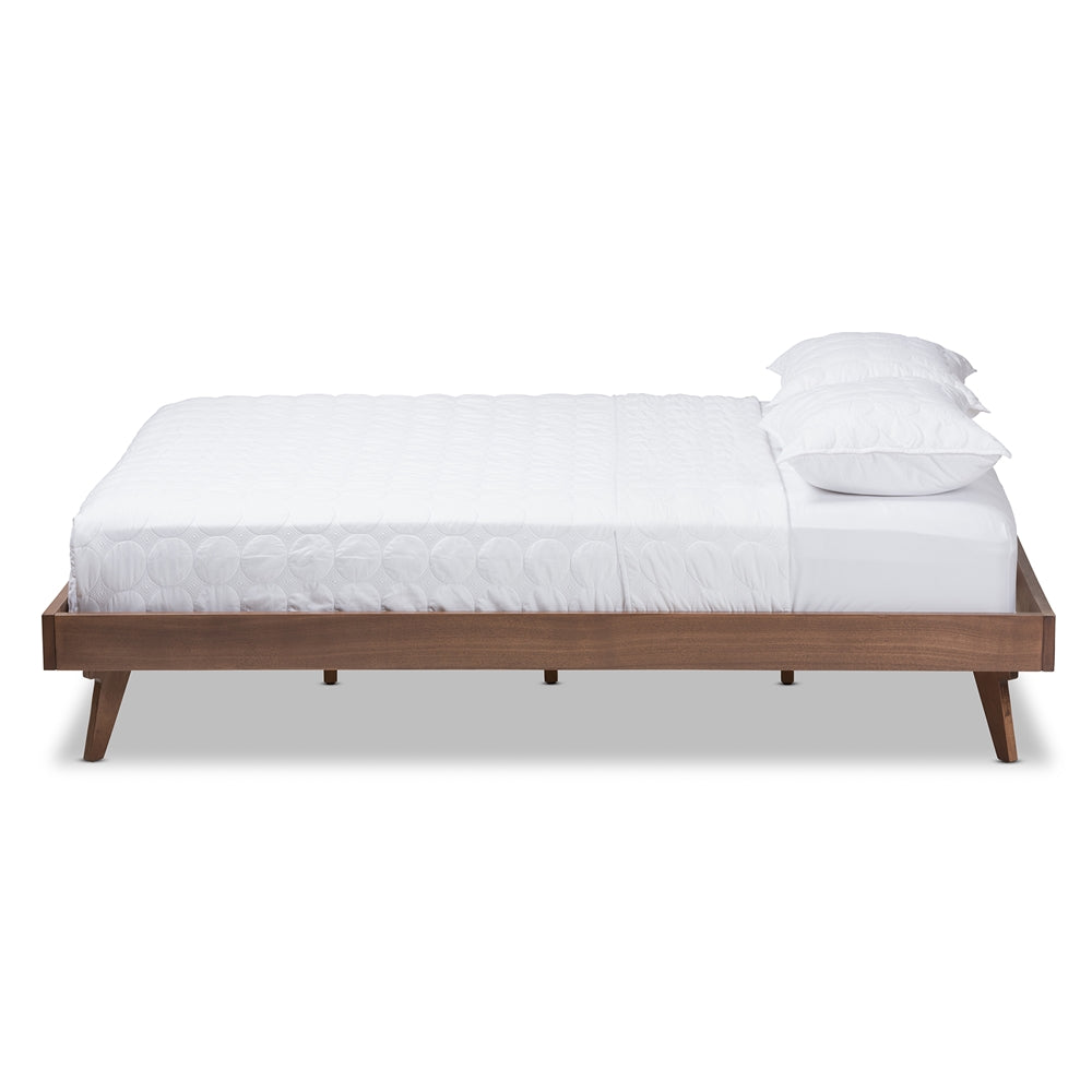 Baxton Studio Jacob Mid-Century Modern Walnut Brown Finished Solid Wood King Size Bed Frame