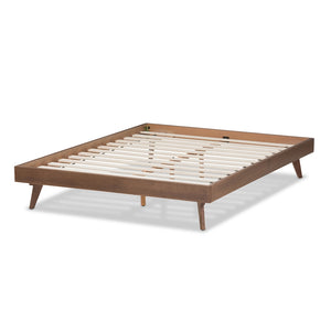 Baxton Studio Jacob Mid-Century Modern Walnut Brown Finished Solid Wood King Size Bed Frame