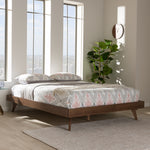 Load image into Gallery viewer, Baxton Studio Jacob Mid-Century Modern Walnut Brown Finished Solid Wood Full Size Bed Frame
