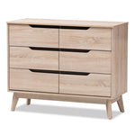 Load image into Gallery viewer, Baxton Studio Fella Mid-Century Modern Two-Tone Oak And Grey Wood 6-Drawer Dresser
