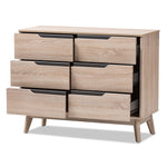 Load image into Gallery viewer, Baxton Studio Fella Mid-Century Modern Two-Tone Oak And Grey Wood 6-Drawer Dresser
