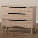 Load image into Gallery viewer, Baxton Studio Fella Mid-Century Modern Two-Tone Oak And Grey Wood 6-Drawer Dresser
