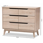 Load image into Gallery viewer, Baxton Studio Fella Mid-Century Modern Two-Tone Oak And Grey Wood 6-Drawer Dresser
