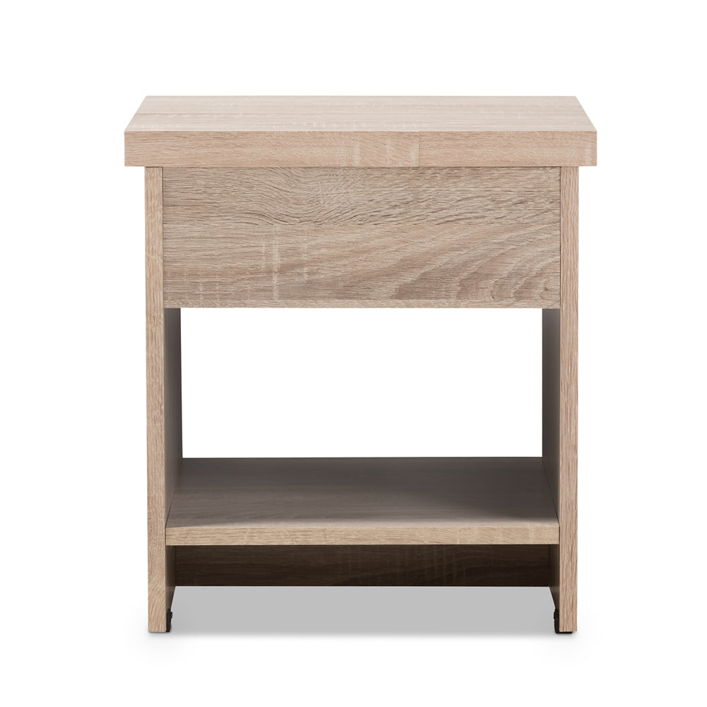 BAXTON STUDIO JAMIE MODERN AND CONTEMPORARY TWO-TONE OAK AND GREY WOOD 1-DRAWER 1-SHELF NIGHTSTAND