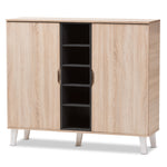 Load image into Gallery viewer, Baxton Studio Adelina Mid-Century Modern 2-Door Oak And Grey Wood Shoe Cabinet
