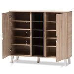 Load image into Gallery viewer, Baxton Studio Adelina Mid-Century Modern 2-Door Oak And Grey Wood Shoe Cabinet
