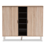 Load image into Gallery viewer, Baxton Studio Adelina Mid-Century Modern 2-Door Oak And Grey Wood Shoe Cabinet
