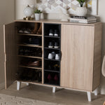 Load image into Gallery viewer, Baxton Studio Adelina Mid-Century Modern 2-Door Oak And Grey Wood Shoe Cabinet
