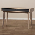 Load image into Gallery viewer, Baxton Studio Fella Mid-Century Modern 2-Drawer Oak And Grey Wood Study Desk
