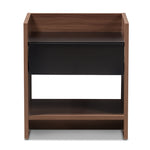 Load image into Gallery viewer, Baxton Studio Vanda Modern And Contemporary Two-Tone Walnut And Black Wood 1-Drawer Nightstand
