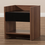 Load image into Gallery viewer, Baxton Studio Vanda Modern And Contemporary Two-Tone Walnut And Black Wood 1-Drawer Nightstand
