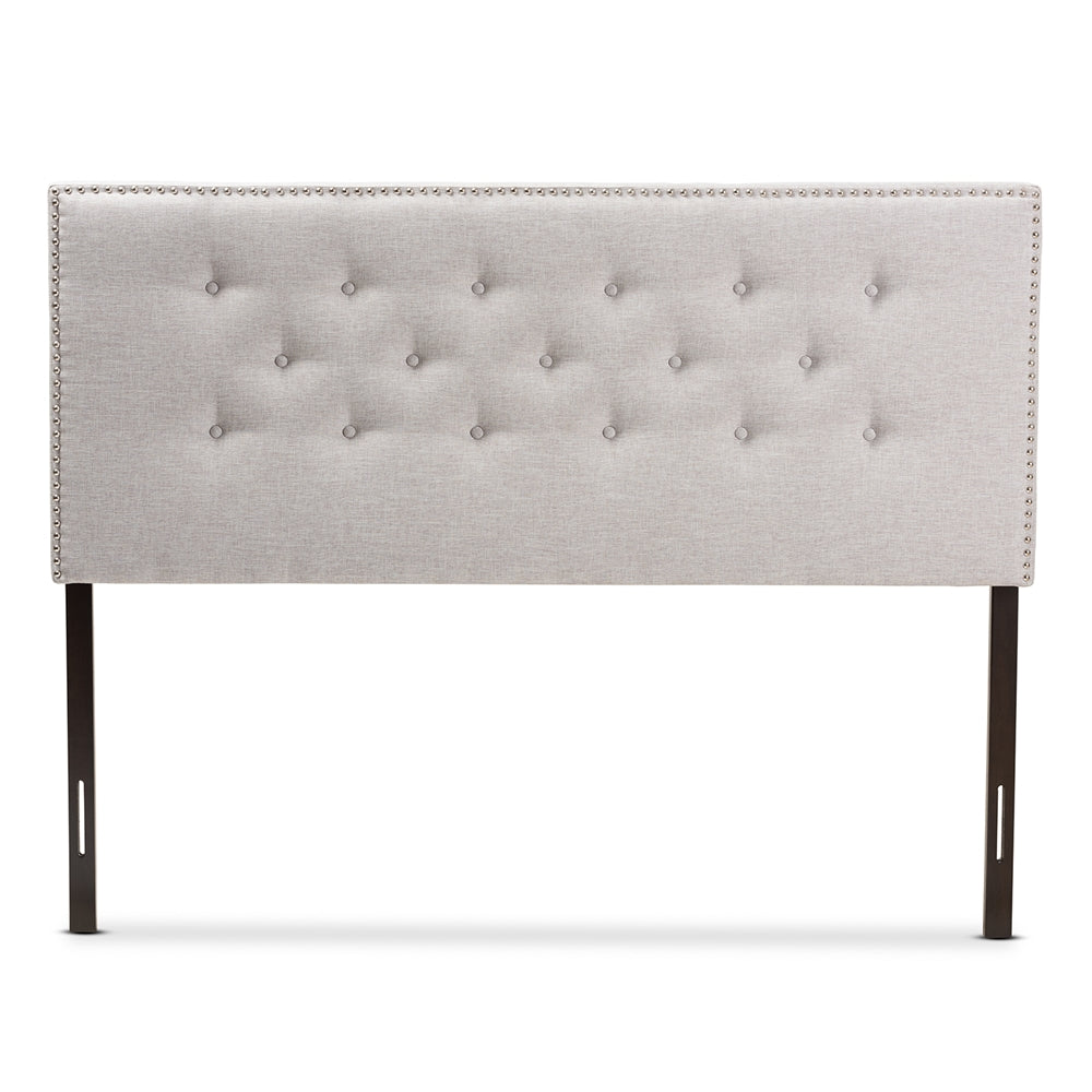 Baxton Studio Windsor Modern And Contemporary Greyish Beige Fabric Upholstered Queen Size Headboard