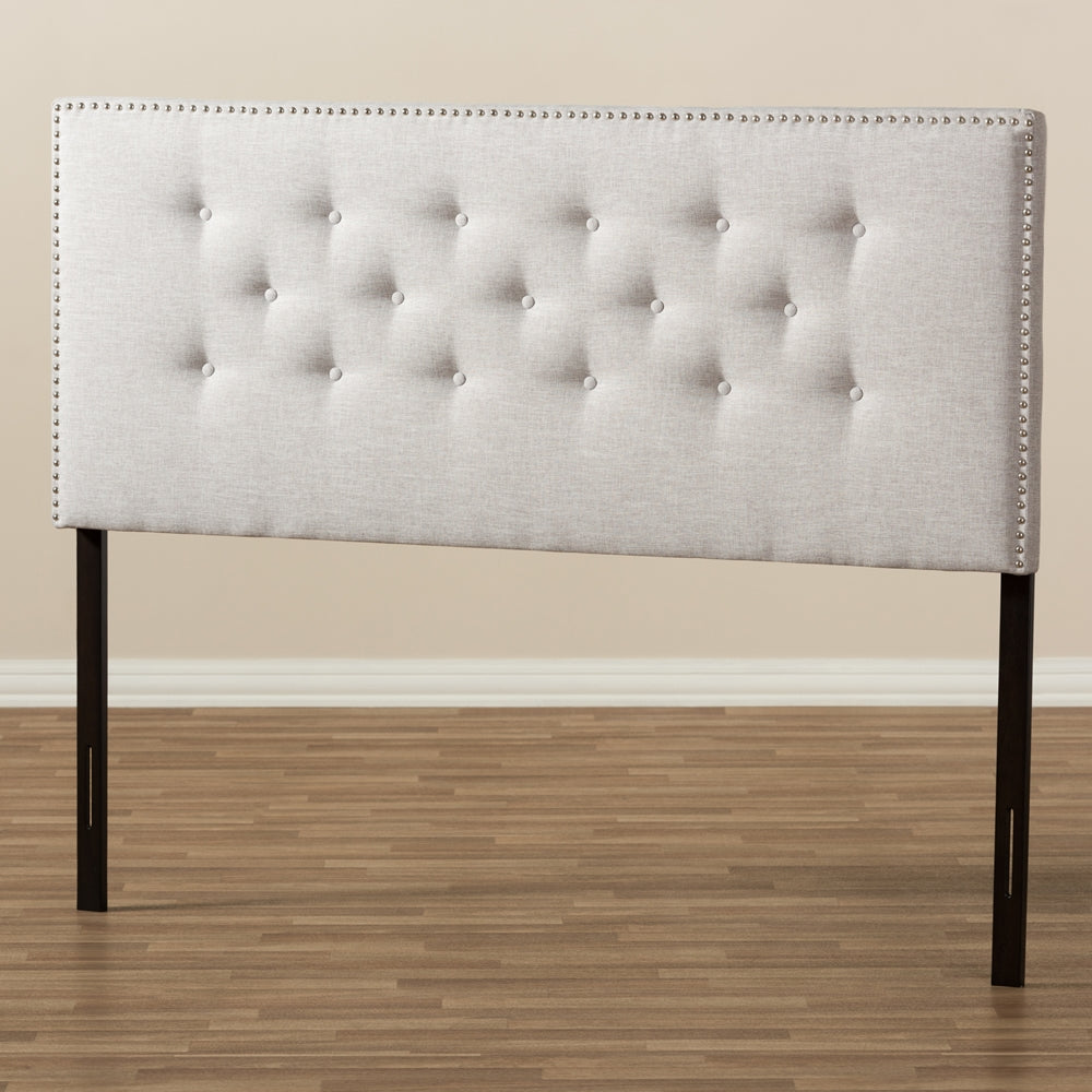 Baxton Studio Windsor Modern And Contemporary Greyish Beige Fabric Upholstered Queen Size Headboard