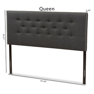 Baxton Studio Windsor Modern And Contemporary Dark Grey Fabric Queen Size Headboard