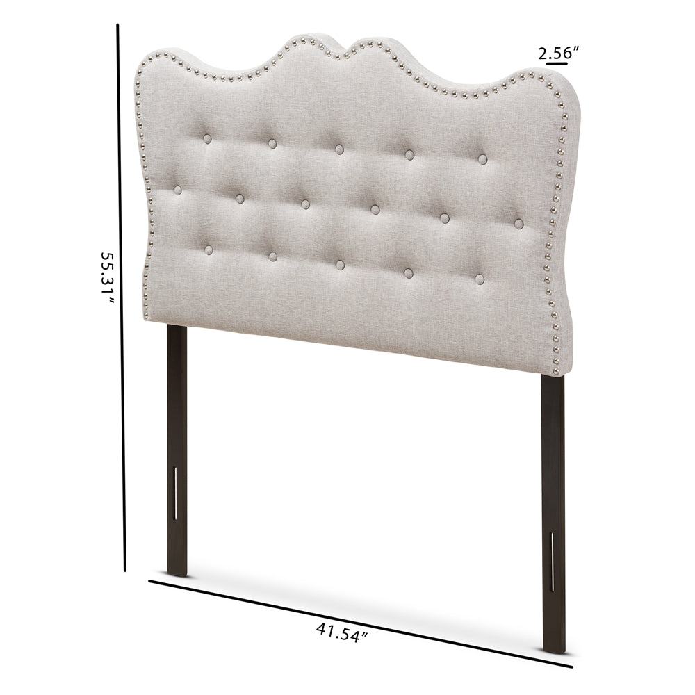 Baxton Studio Emma Modern And Contemporary Greyish Beige Fabric Twin Size Headboard