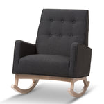 Load image into Gallery viewer, Baxton Studio Marlena Mid-Century Modern Fabric Upholstered Whitewash Wood Rocking Chair
