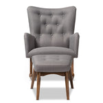 Load image into Gallery viewer, Baxton Studio Waldmann Mid-Century Modern Grey Fabric Upholstered Rocking Chair And Ottoman Set
