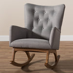 Load image into Gallery viewer, Baxton Studio Waldmann Mid-Century Modern Grey Fabric Upholstered Rocking Chair
