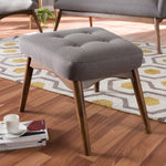 Load image into Gallery viewer, Baxton Studio Waldmann Mid-Century Modern Grey Fabric Upholstered Ottoman
