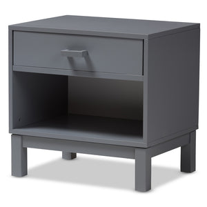 Baxton Studio Deirdre Modern And Contemporary Grey Wood 1-Drawer Nightstand