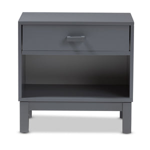 Baxton Studio Deirdre Modern And Contemporary Grey Wood 1-Drawer Nightstand