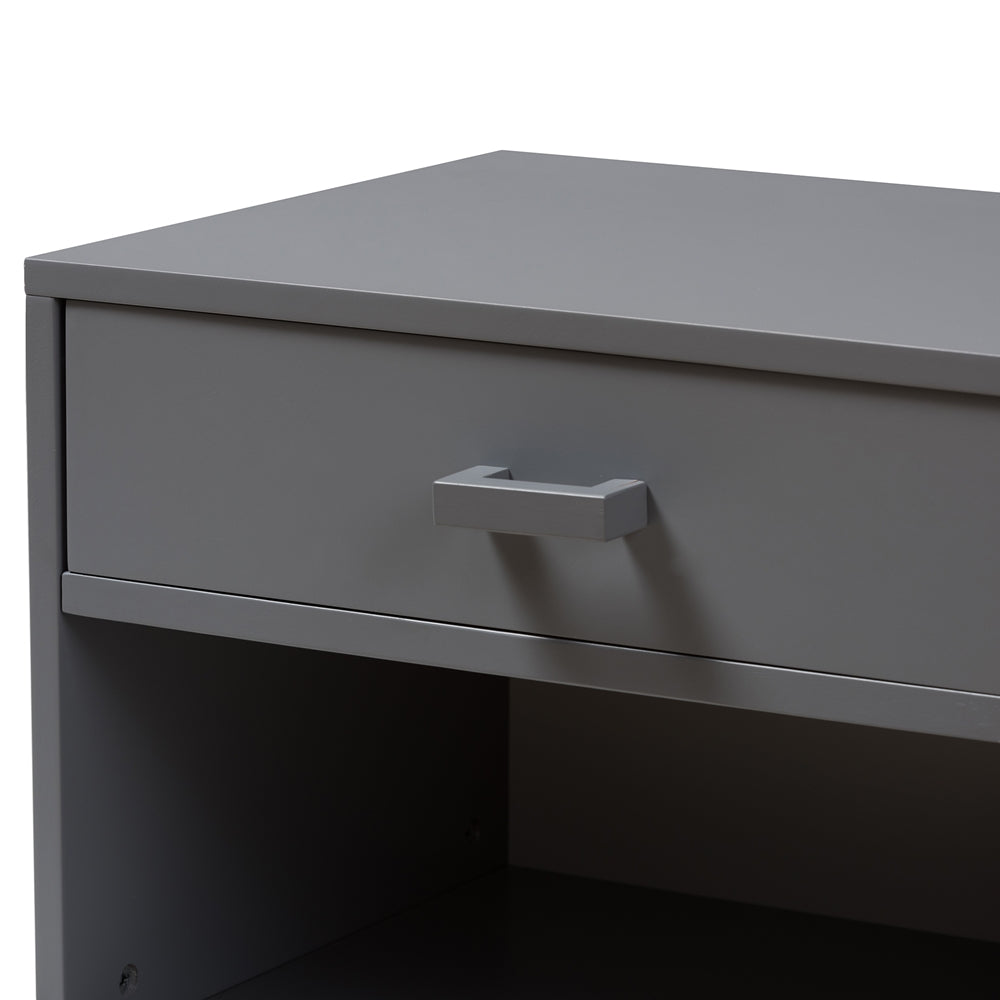 Baxton Studio Deirdre Modern And Contemporary Grey Wood 1-Drawer Nightstand