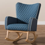 Load image into Gallery viewer, Baxton Studio Zoelle Mid-Century Modern Blue Fabric Upholstered Natural Finished Rocking Chair
