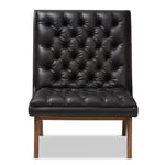 Load image into Gallery viewer, Baxton Studio Annetha Mid-Century Modern Black Faux Leather Upholstered Walnut Finished Wood Lounge Chair
