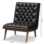 Load image into Gallery viewer, Baxton Studio Annetha Mid-Century Modern Black Faux Leather Upholstered Walnut Finished Wood Lounge Chair
