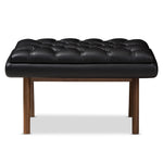 Load image into Gallery viewer, Baxton Studio Annetha Mid-Century Modern Black Faux Leather Upholstered Walnut Finished Wood Ottoman
