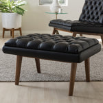 Load image into Gallery viewer, Baxton Studio Annetha Mid-Century Modern Black Faux Leather Upholstered Walnut Finished Wood Ottoman
